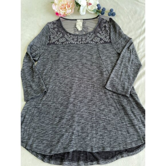Blu Pepper Womens Tunic Sheer Lace Yoke & Floral Details XL Cottagecore - Picture 1 of 8